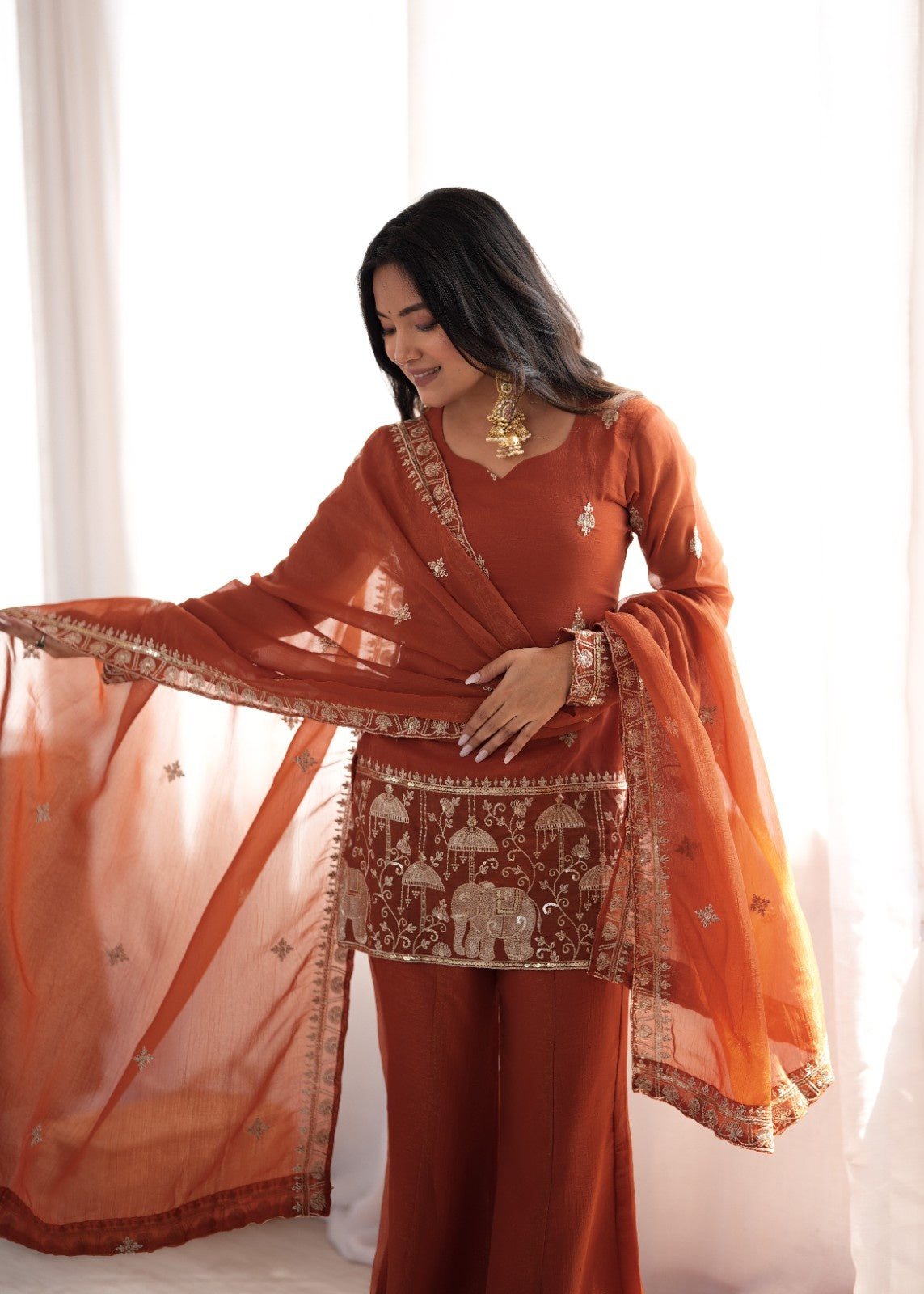 *KB-311 RUST* *This colourfull  & fresh look outfit is perfect for upcoming festivities and weddings which provides you more comfort and style*