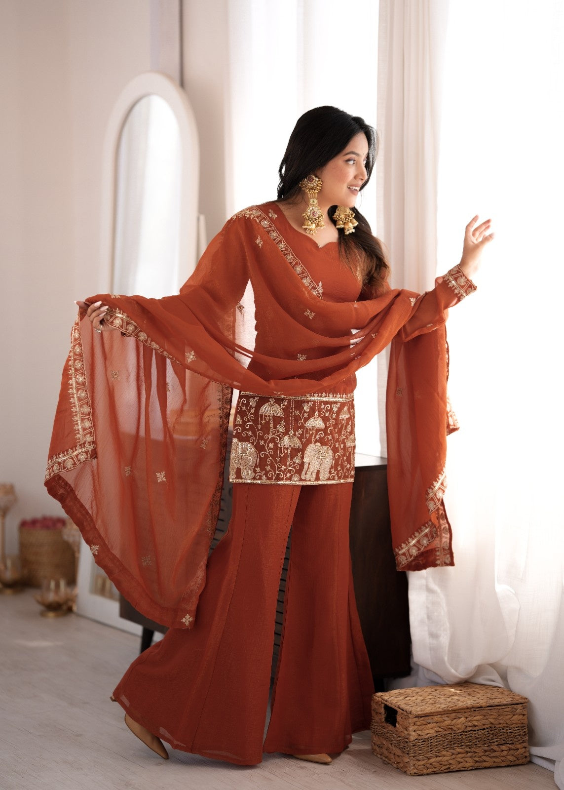 *KB-311 RUST* *This colourfull  & fresh look outfit is perfect for upcoming festivities and weddings which provides you more comfort and style*