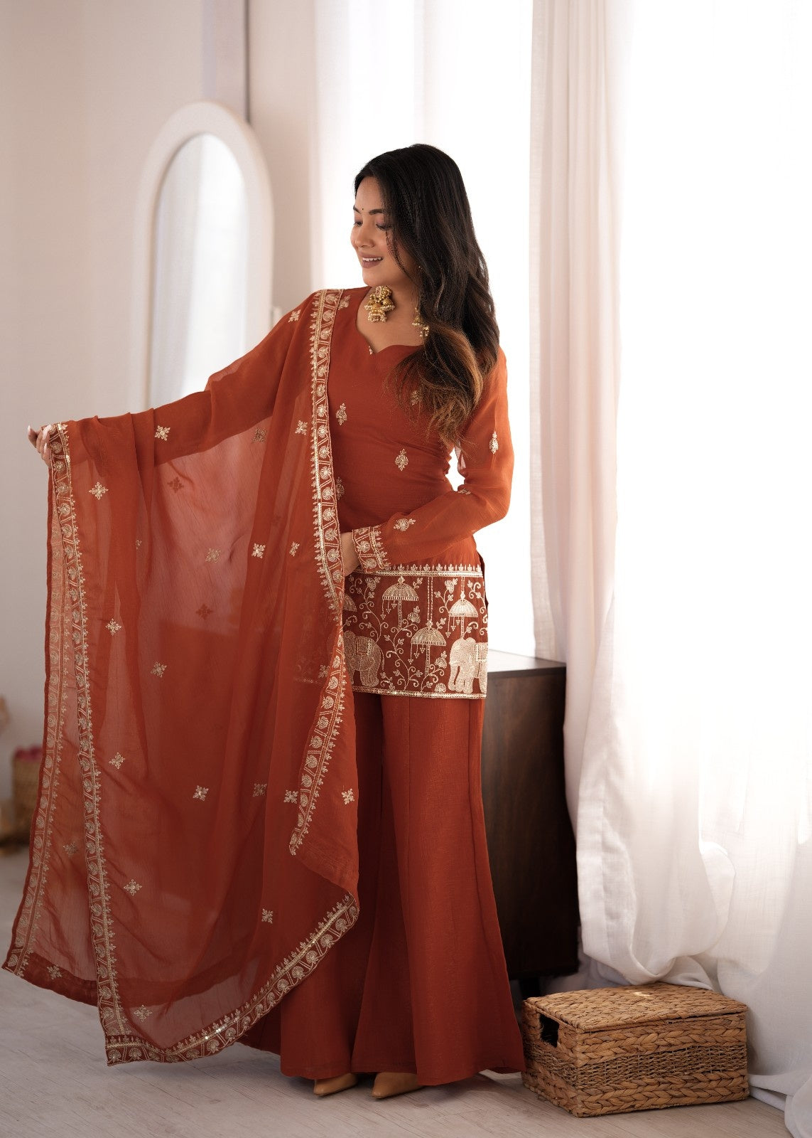 *KB-311 RUST* *This colourfull  & fresh look outfit is perfect for upcoming festivities and weddings which provides you more comfort and style*