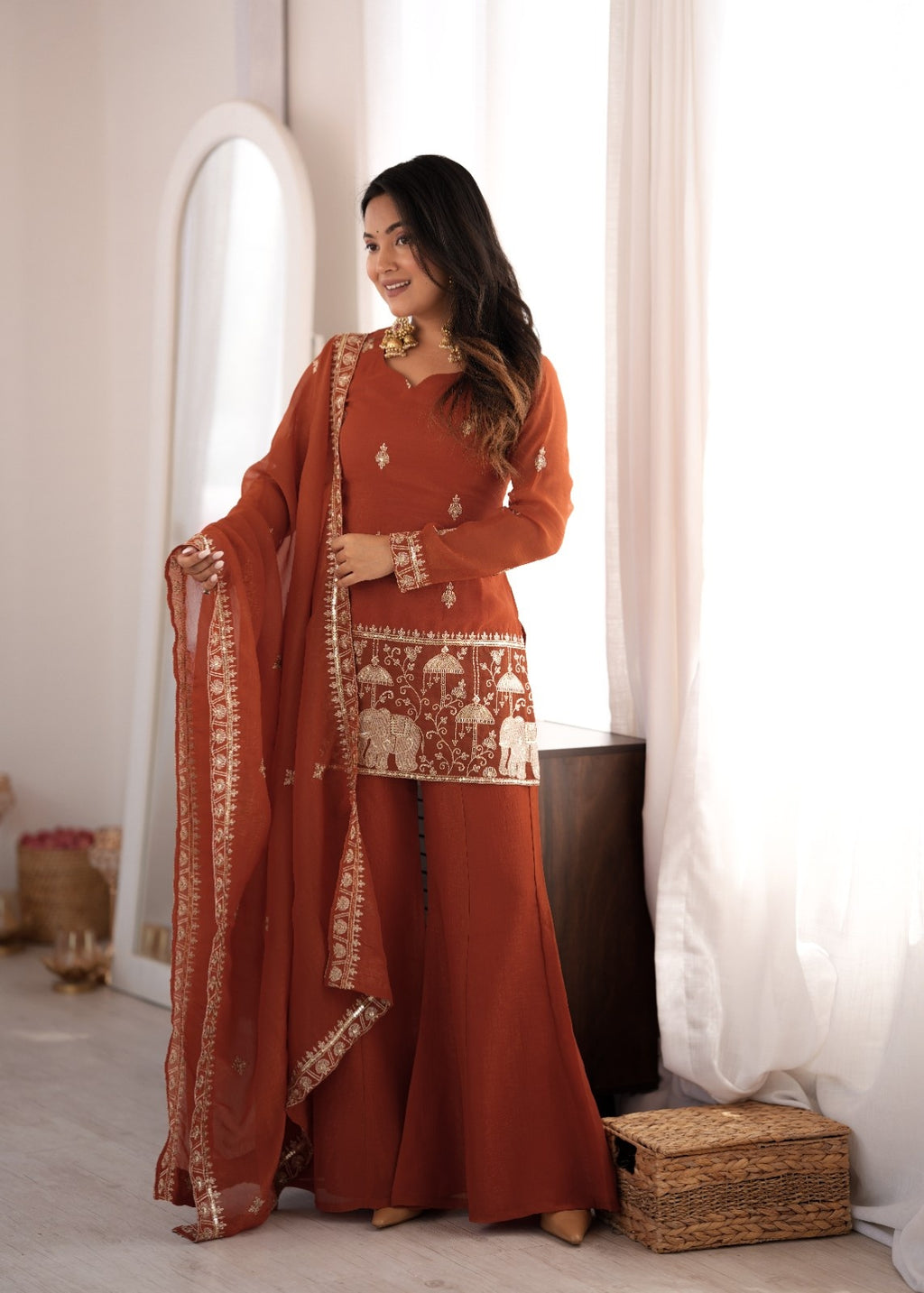 *KB-311 RUST* *This colourfull  & fresh look outfit is perfect for upcoming festivities and weddings which provides you more comfort and style*