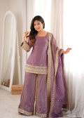 *NKB-84 DUSTYPINK*PRESENTING NEW FRENDY SILK FABRIC WITH EMBROIDERY SEQUENCE DORI AND JARI WORK,TOP WITH DUPPTA SET,PALAZZO PENT READY TO WEAR*