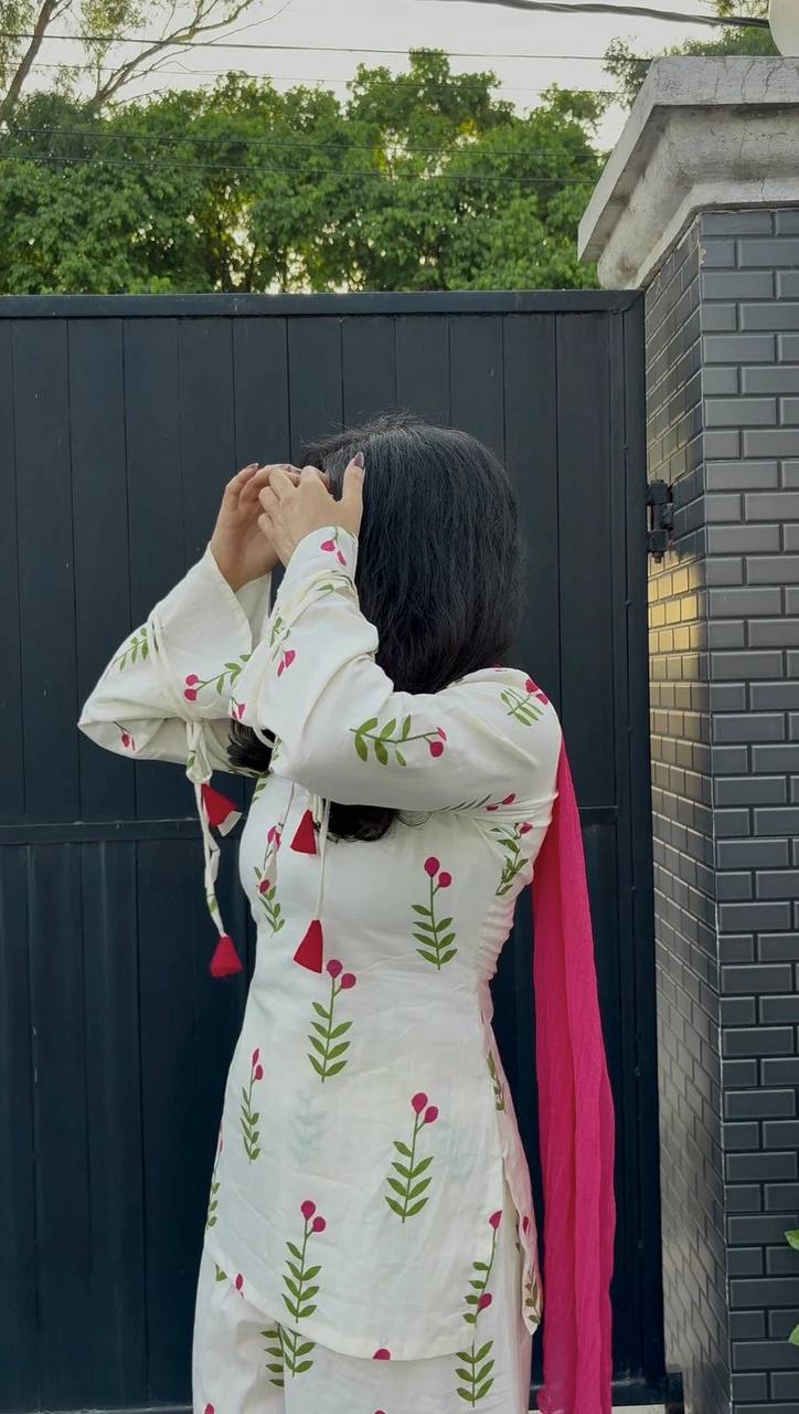 *(MF-528)* White floral suit