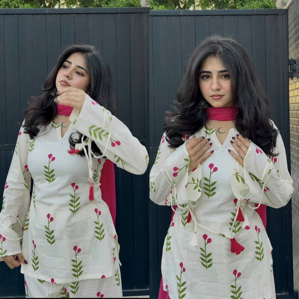 *(MF-528)* White floral suit