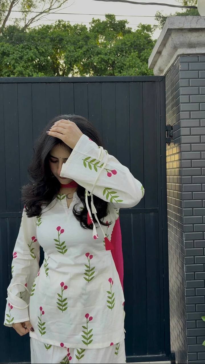 *(MF-528)* White floral suit