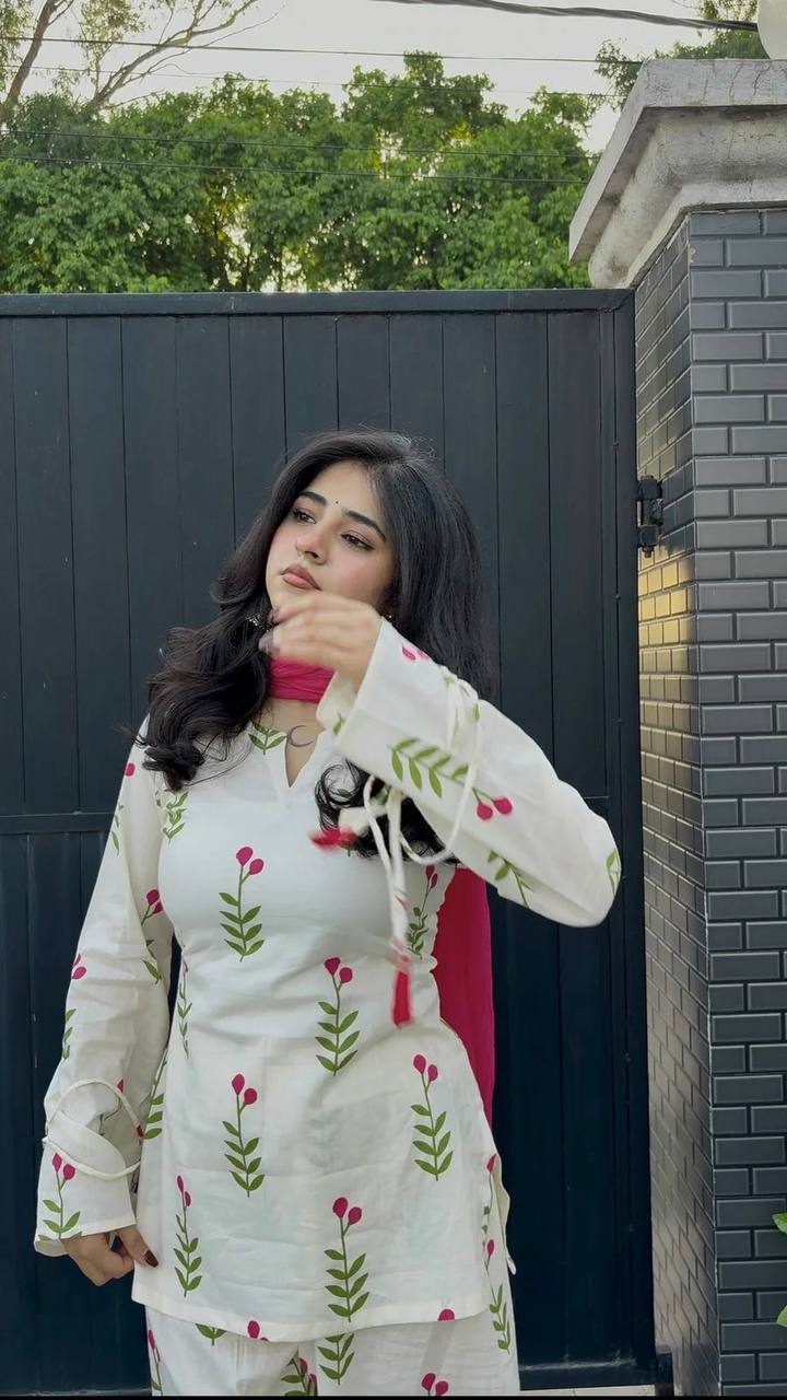 *(MF-528)* White floral suit