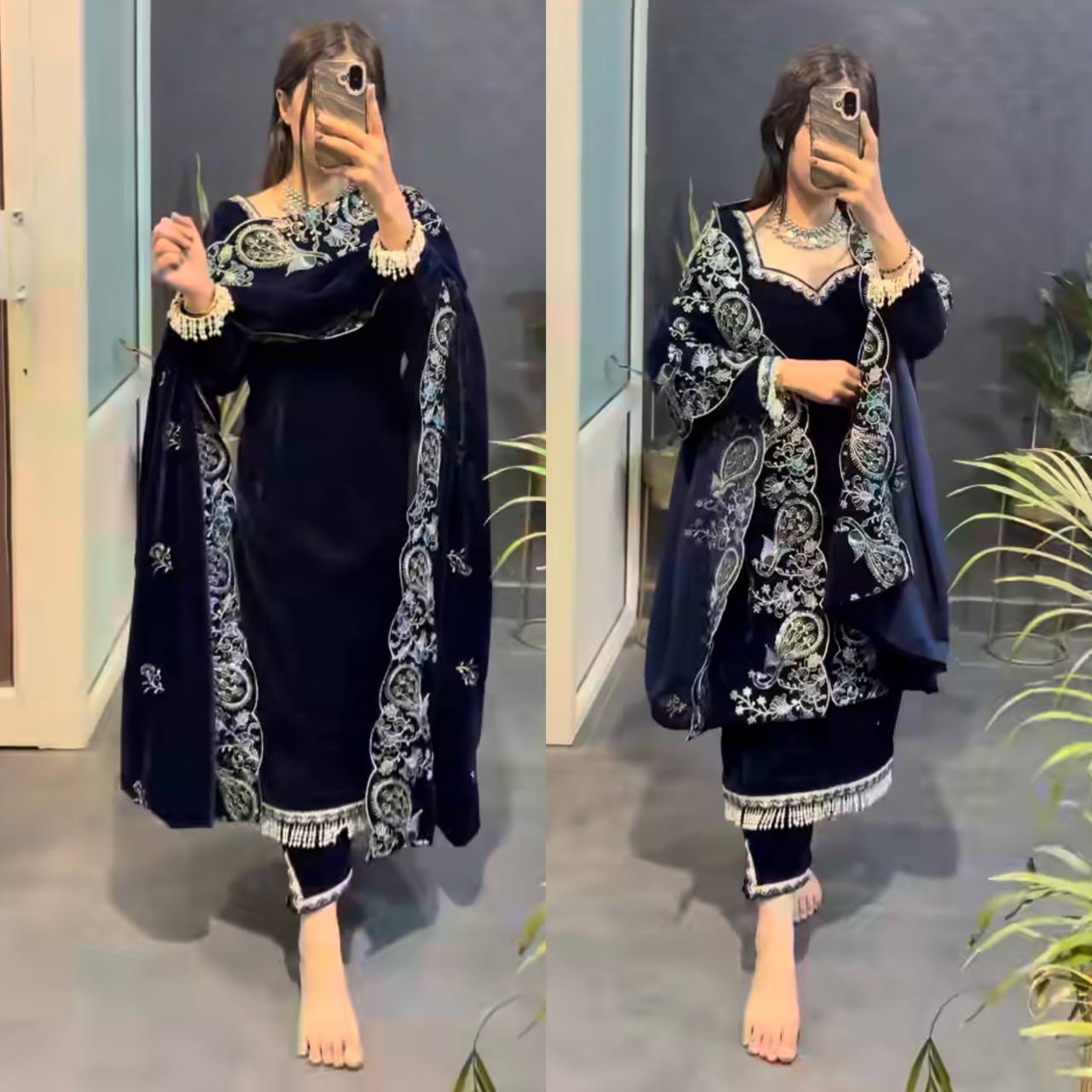 *(MF-486)*👉👗💥*Launching New Party Wear Viscose Velvet Designer  Look Top-Dupatta and Fully Stiched Bottom With Heavy Embroidery Siquance Work*💥👗💃🛍👌