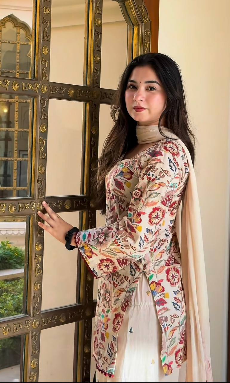 *(MF-532)* Cream floral printed suit