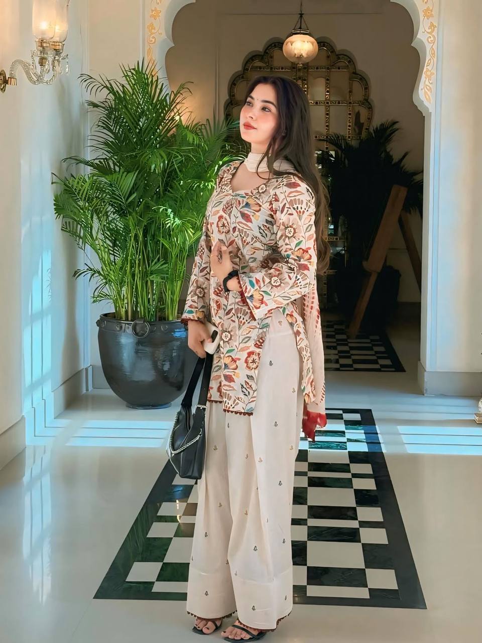 *(MF-532)* Cream floral printed suit