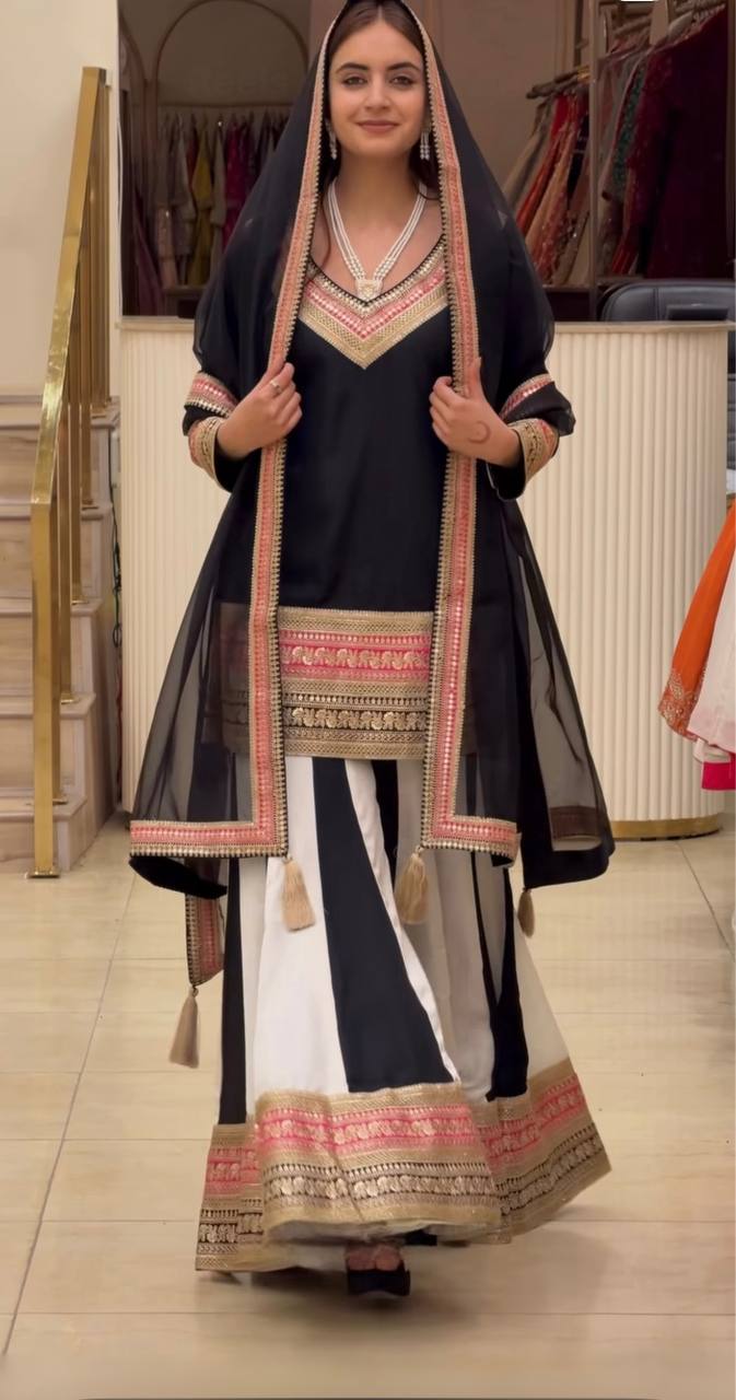 *(MF-531)* 💥*Launching New Designer Party Wear Look Top , Sharara Plazzo and Dupatta*👌❤️