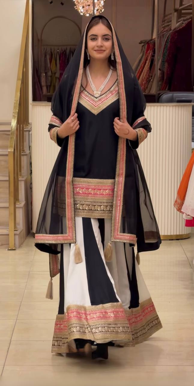 *(MF-531)* 💥*Launching New Designer Party Wear Look Top , Sharara Plazzo and Dupatta*👌❤️
