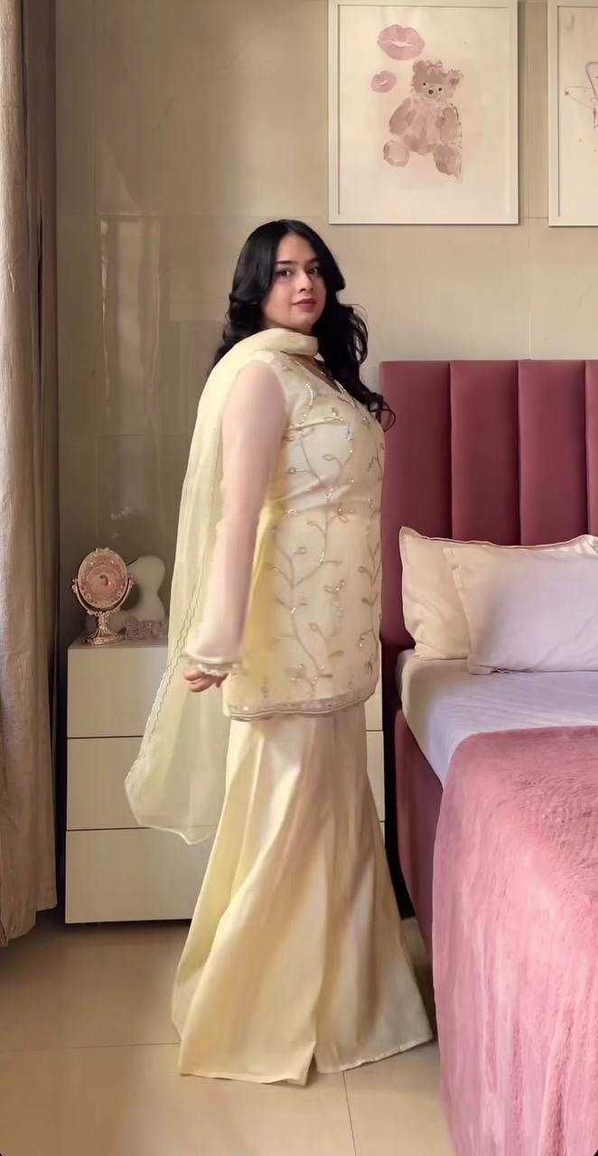 *(MF-527)*💥*Launching New Designer Party Wear Look Top , Sharara Plazzo and Dupatta*👌❤️