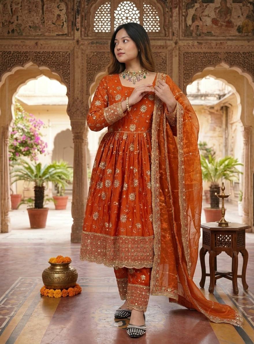 *(MF-507)*❤️💥*Launching New Designer Party Wear Look Top Gown ,Pant and Dupatta*👌❤️