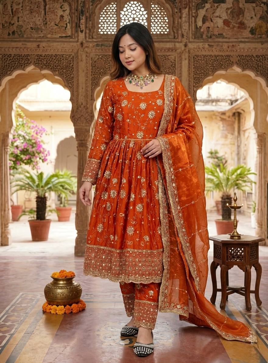 *(MF-507)*❤️💥*Launching New Designer Party Wear Look Top Gown ,Pant and Dupatta*👌❤️