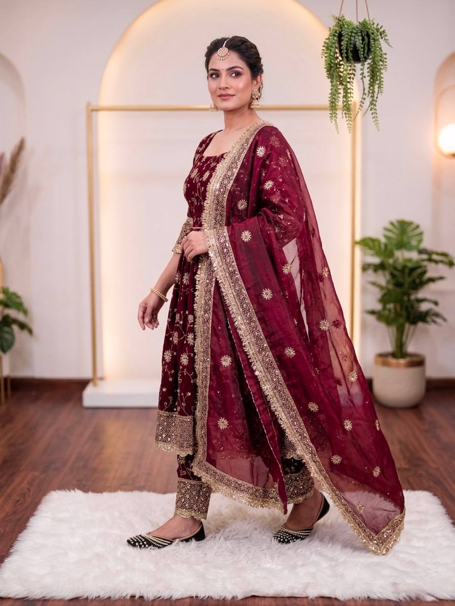 *(MF-507)*❤️💥*Launching New Designer Party Wear Look Top Gown ,Pant and Dupatta*👌❤️