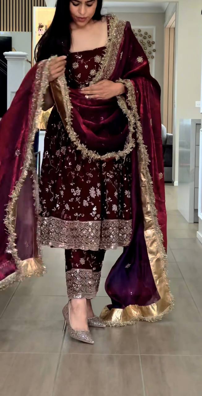 *(MF-507)*❤️💥*Launching New Designer Party Wear Look Top Gown ,Pant and Dupatta*👌❤️