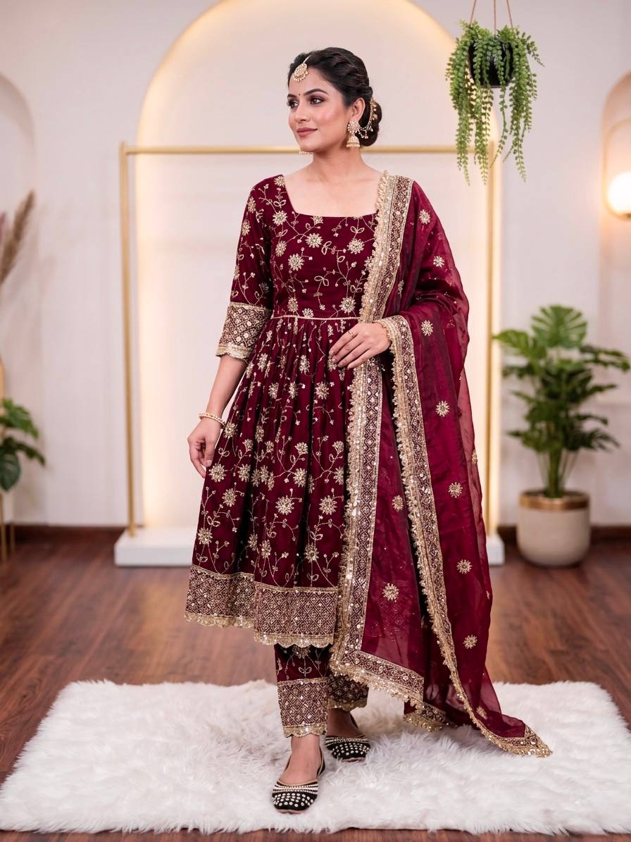 *(MF-507)*❤️💥*Launching New Designer Party Wear Look Top Gown ,Pant and Dupatta*👌❤️