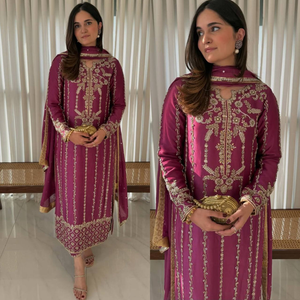 *CODE:-(MC-2037)**DESIRABLE FANCY LONG SUITS EMBROIDERY WORK TOP AND PENT WITH DUPATTA*