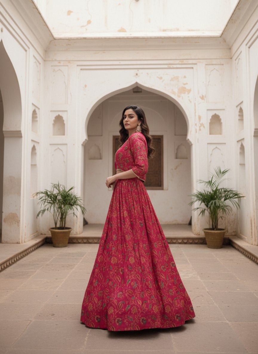 *NNK1136*🌷Co-ord Set Lehenga🌷  Embrace tradition with a touch of elegance in this Tasar silk Floral Print Wedding Lehenga💕