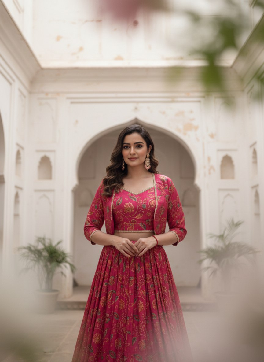 *NNK1136*🌷Co-ord Set Lehenga🌷  Embrace tradition with a touch of elegance in this Tasar silk Floral Print Wedding Lehenga💕