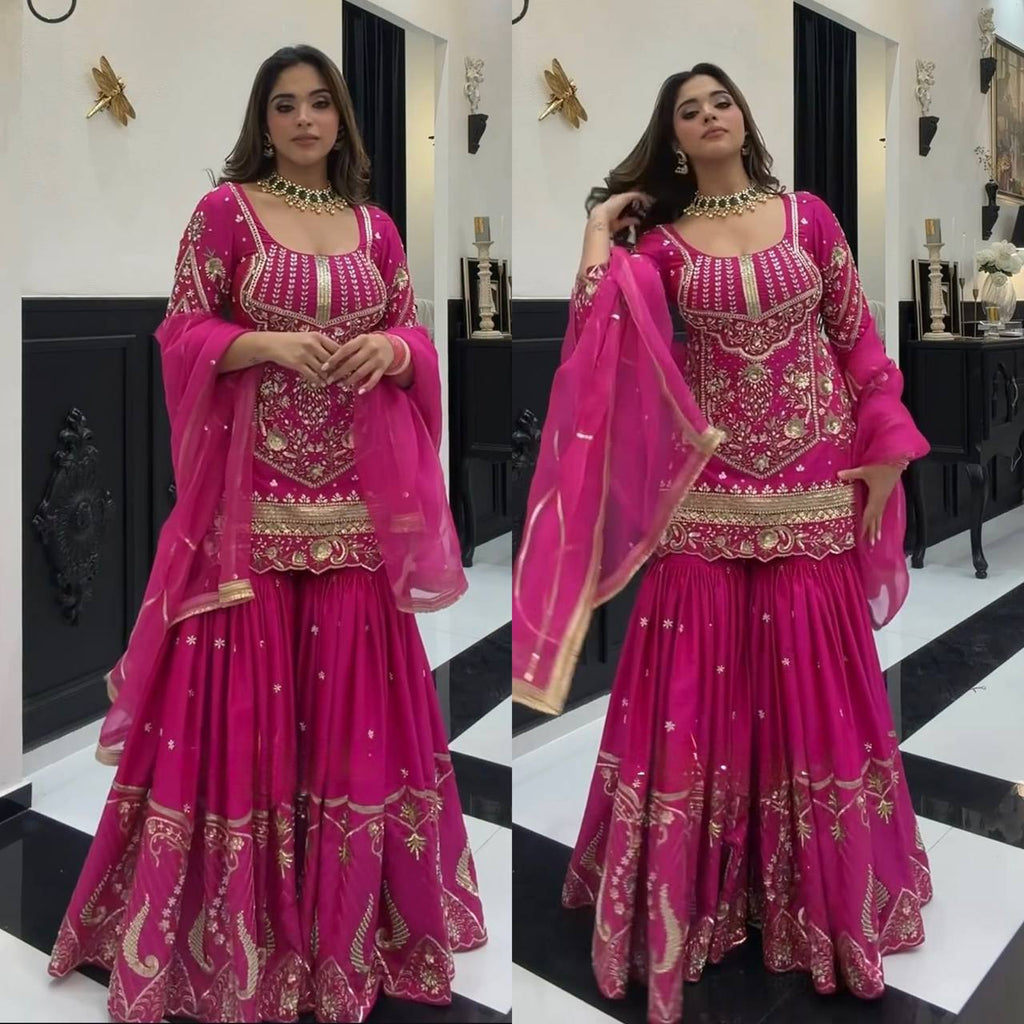 *(MF-523)*💥*Launching New Designer Party Wear Look Top , Sharara Plazzo and Dupatta*👌❤️