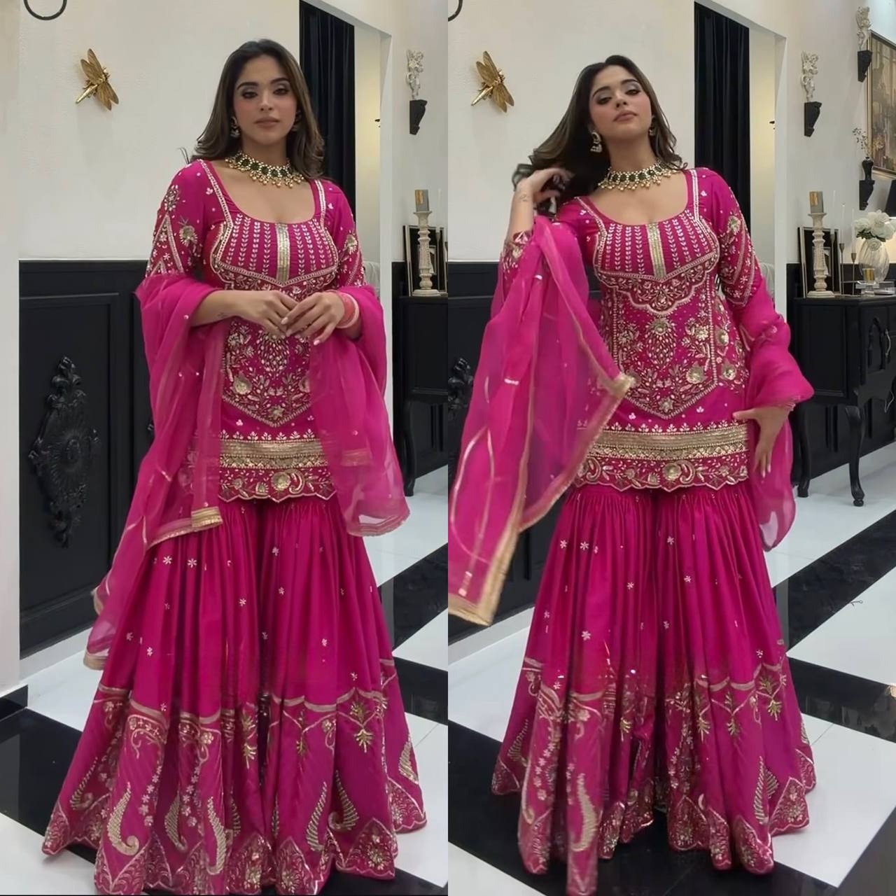 *(MF-523)*💥*Launching New Designer Party Wear Look Top , Sharara Plazzo and Dupatta*👌❤️
