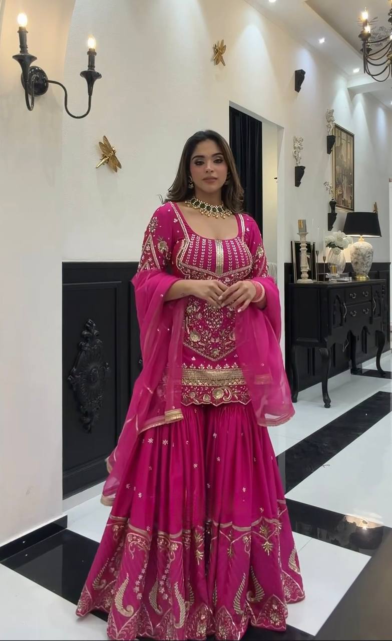 *(MF-523)*💥*Launching New Designer Party Wear Look Top , Sharara Plazzo and Dupatta*👌❤️