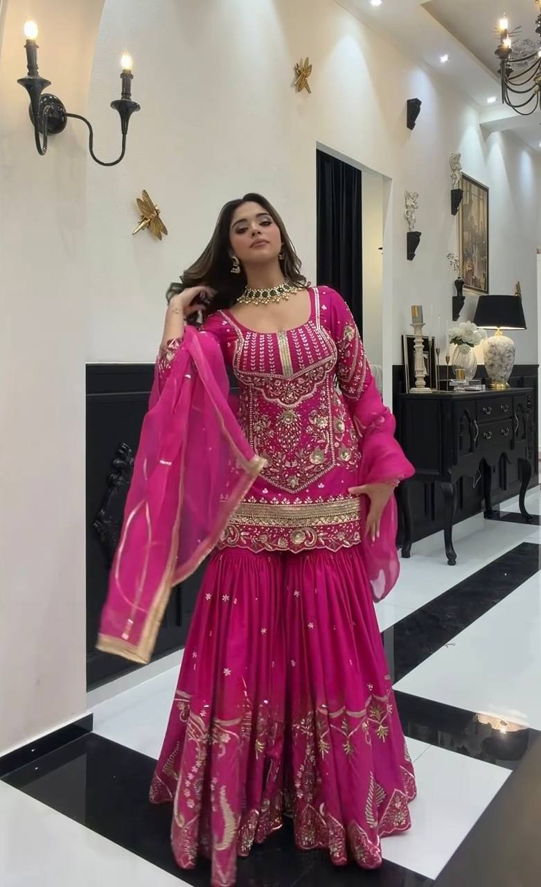*(MF-523)*💥*Launching New Designer Party Wear Look Top , Sharara Plazzo and Dupatta*👌❤️