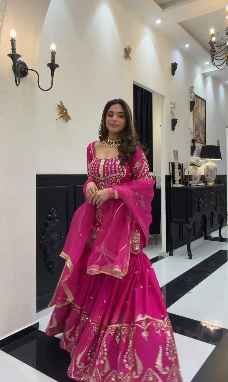 *(MF-523)*💥*Launching New Designer Party Wear Look Top , Sharara Plazzo and Dupatta*👌❤️