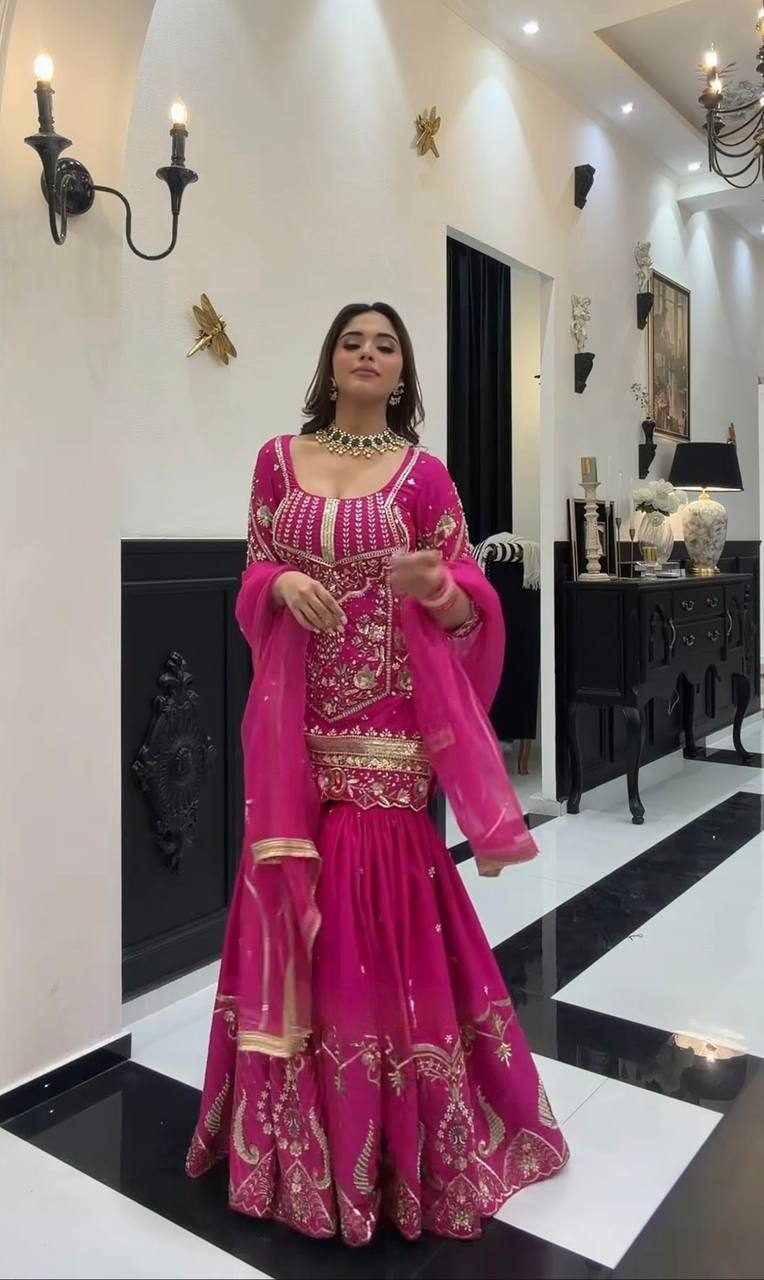 *(MF-523)*💥*Launching New Designer Party Wear Look Top , Sharara Plazzo and Dupatta*👌❤️
