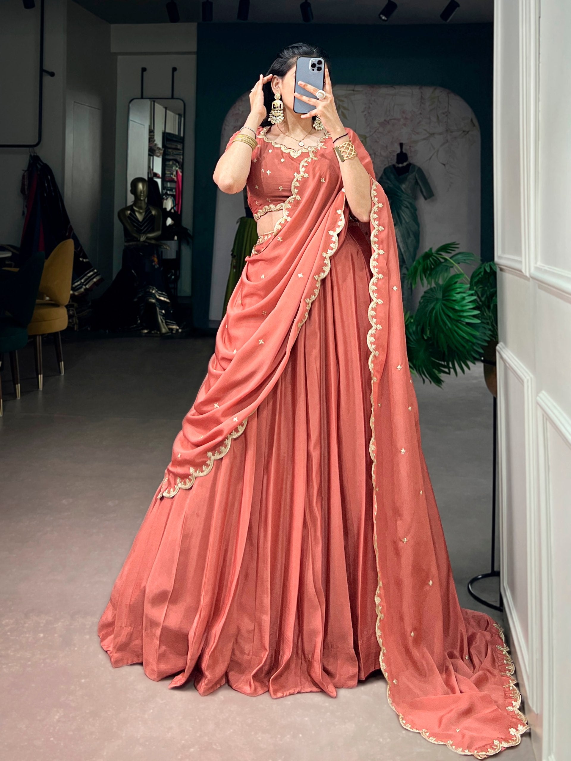 *LNB1441 : MEHERVA*🪷Glimmer Royale Lehenga🪷  A look that speaks grace, sophistication, and festive charm — because every celebration deserves an outfit as beautiful as your memories ☘️