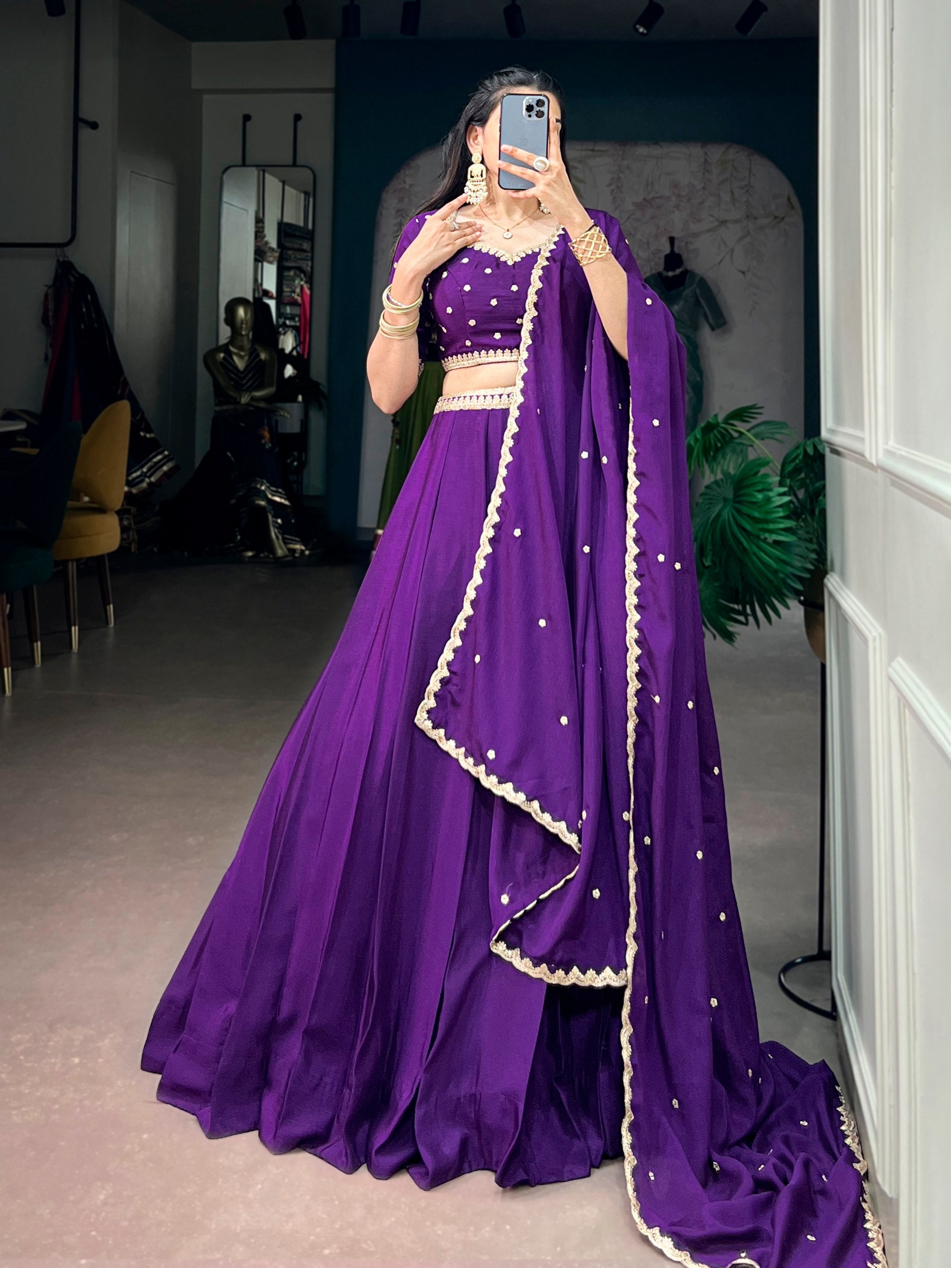 *LNB1441 : MEHERVA*🪷Glimmer Royale Lehenga🪷  A look that speaks grace, sophistication, and festive charm — because every celebration deserves an outfit as beautiful as your memories ☘️