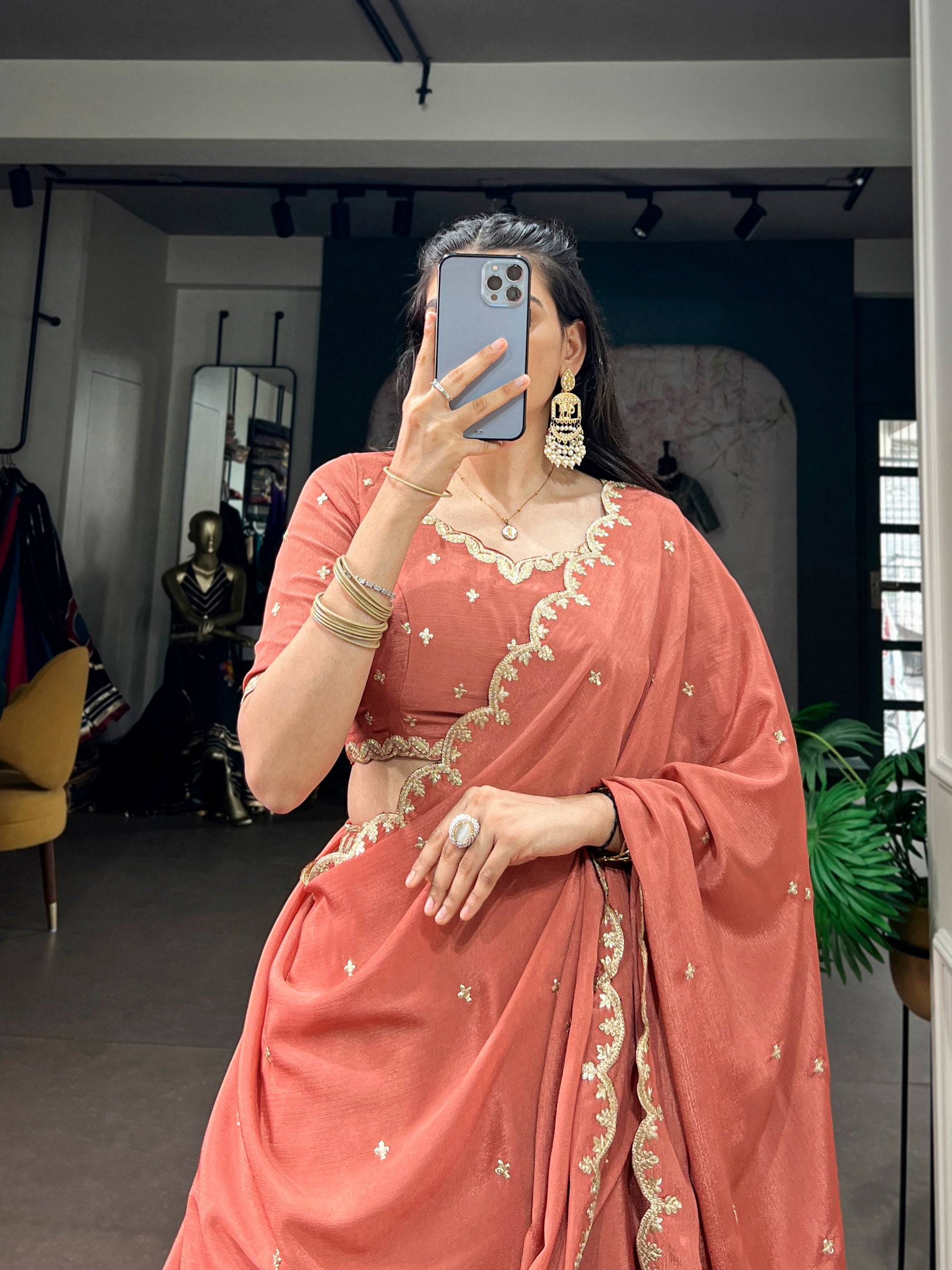 *LNB1441 : MEHERVA*🪷Glimmer Royale Lehenga🪷  A look that speaks grace, sophistication, and festive charm — because every celebration deserves an outfit as beautiful as your memories ☘️