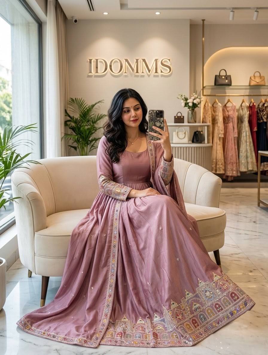 *PS -: 804*Launching New Design Trending Cinon Silk*Gwon&Pent&dupatta* Reddy To Wear Look