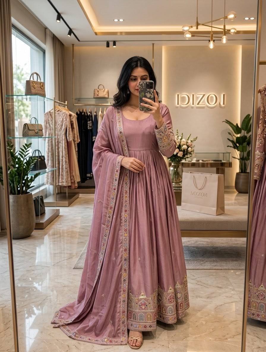 *PS -: 804*Launching New Design Trending Cinon Silk*Gwon&Pent&dupatta* Reddy To Wear Look