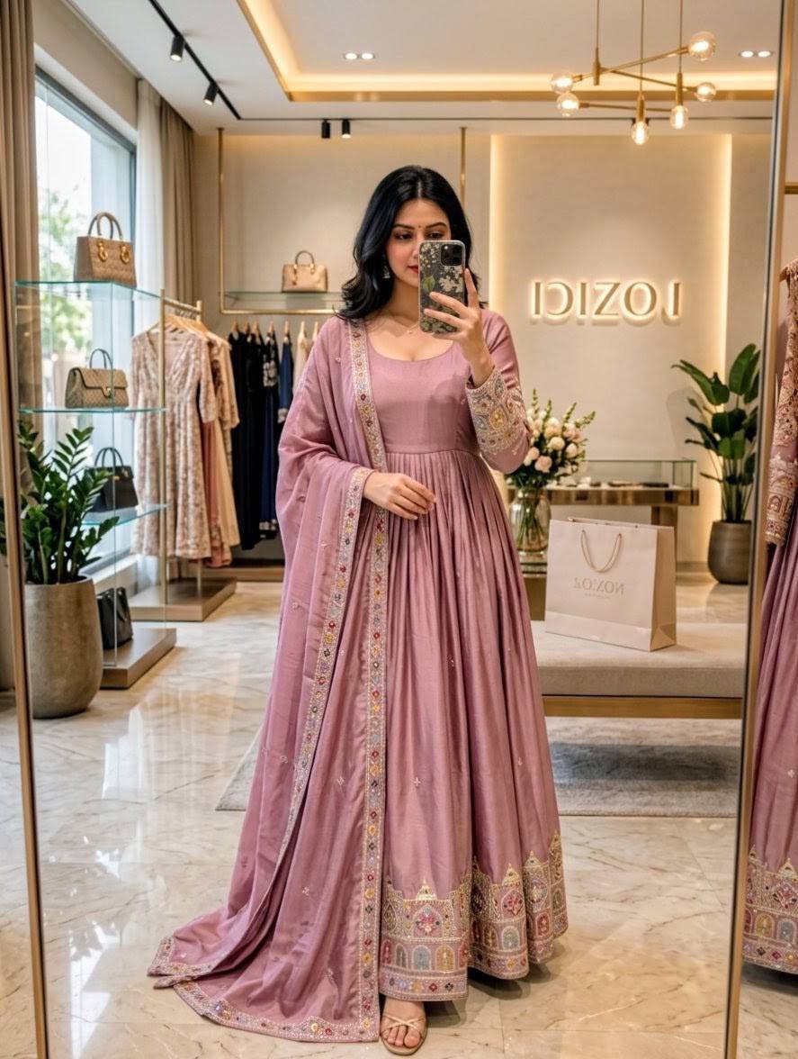 *PS -: 804*Launching New Design Trending Cinon Silk*Gwon&Pent&dupatta* Reddy To Wear Look