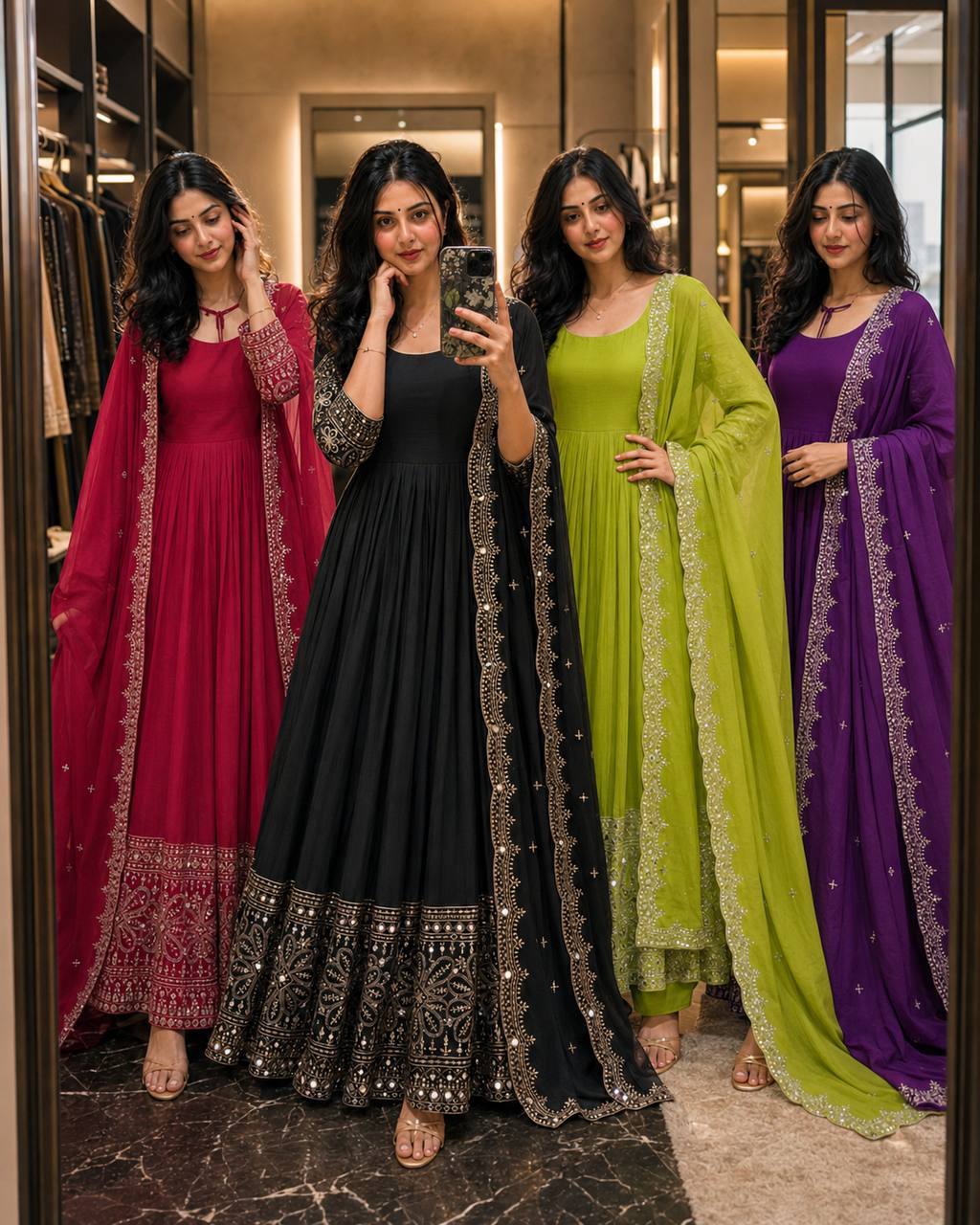 *PS-: 801*🪭*FEMORA Is Launching New Design Trending Cinon Silk*Gwon&Pent&dupatta* Reddy To Wear Look&Designe
