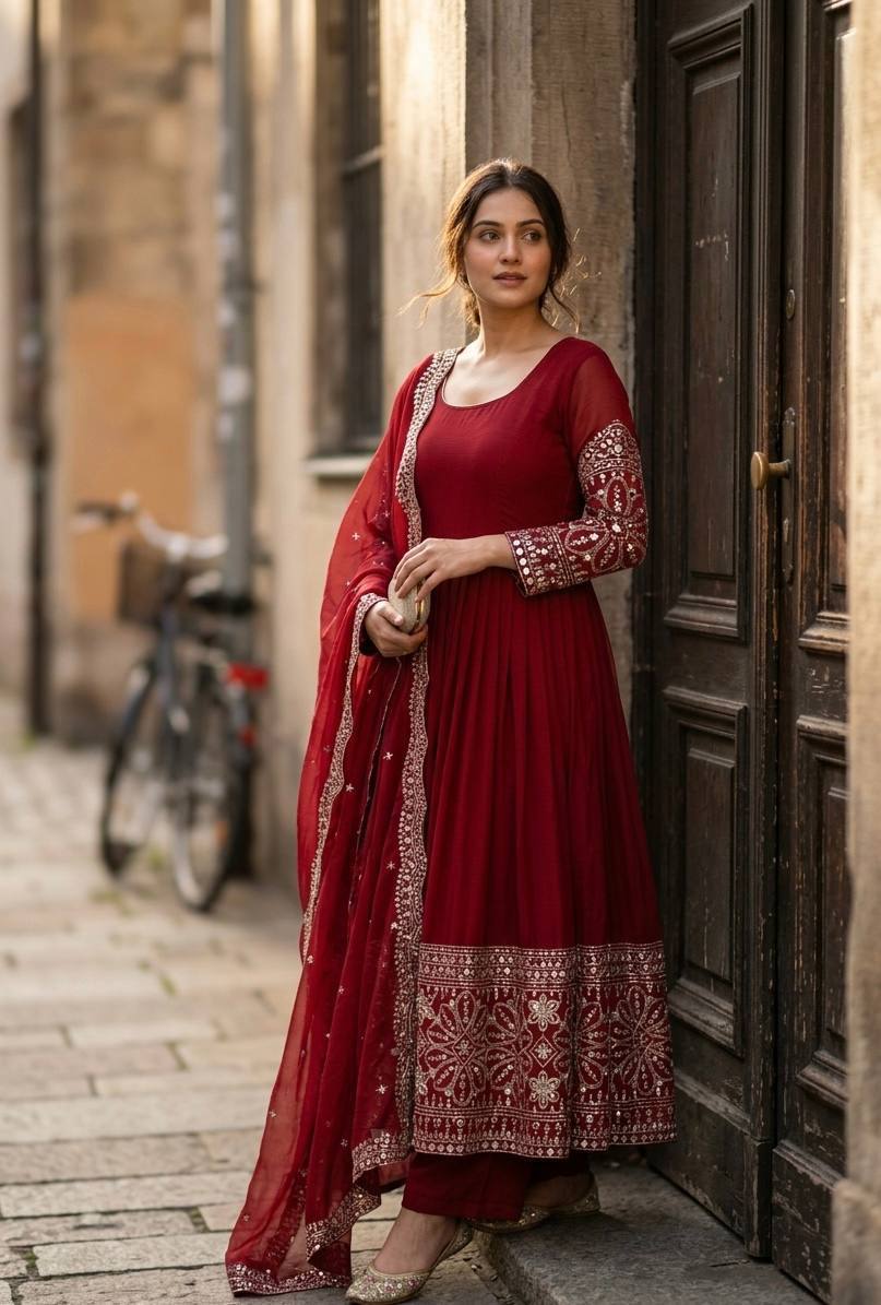 *WW-PS -: 801*🪭*FEMORA Is Launching New Design Trending Cinon Silk*Gwon&Pent&dupatta*Reddy To Wear Look & Designe