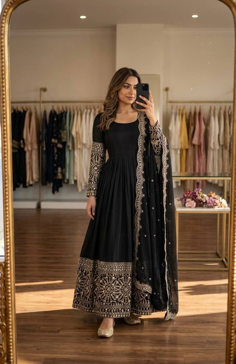 *WW-PS -: 801*🪭*FEMORA Is Launching New Design Trending Cinon Silk*Gwon&Pent&dupatta*Reddy To Wear Look & Designe