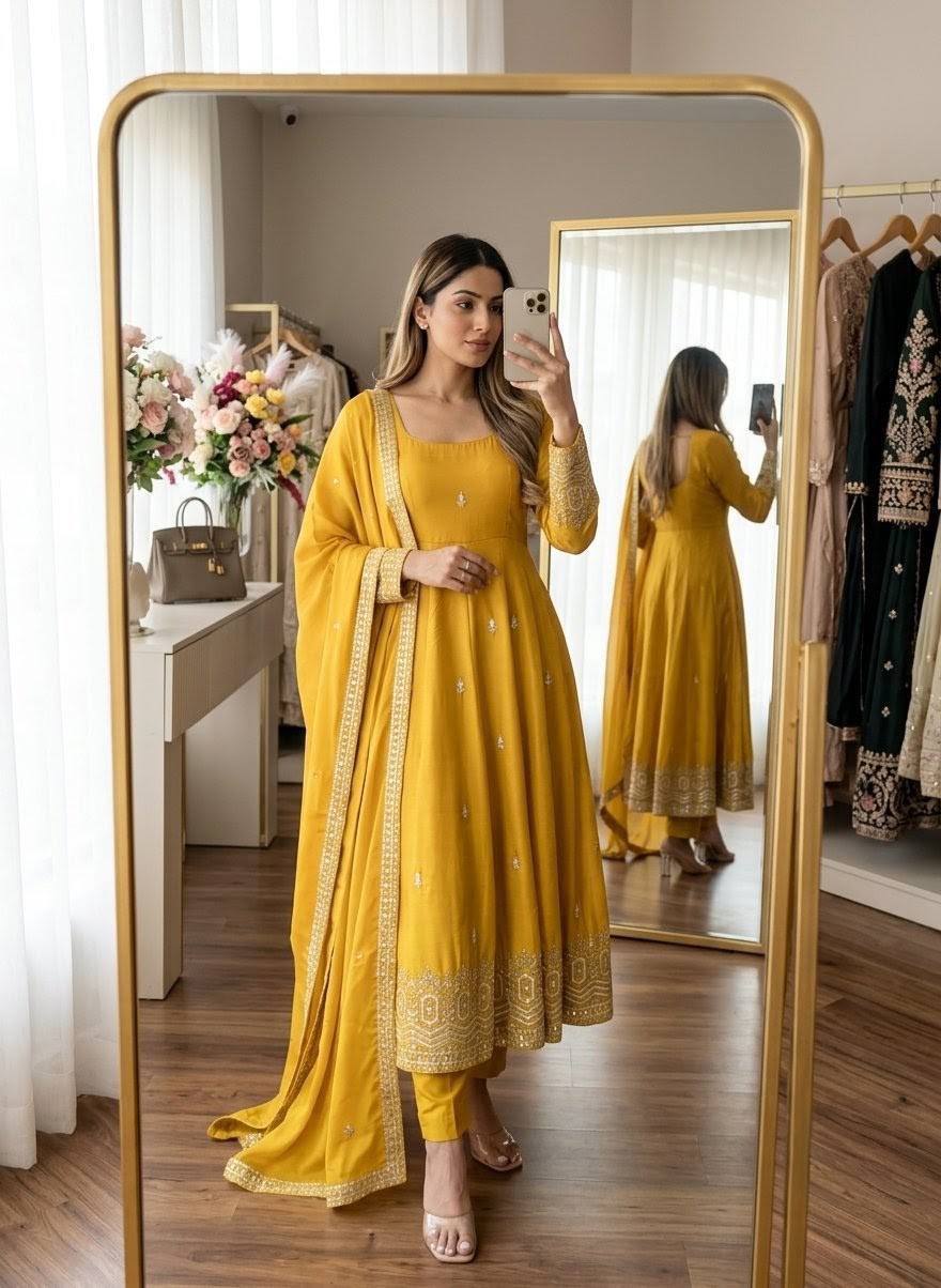 *WW*PS-:1274*FEMORA Is Launching New Design Trending Cinon Silk*Gwon&Pent&dupatta*Reddy To Wear Look & Designe*