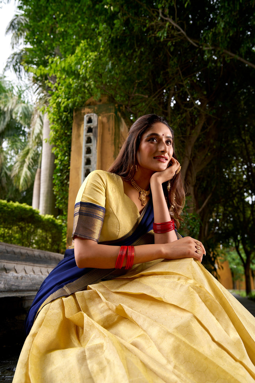 *LNB2019 : PREETHI*Lehenga Collection The golden charm of zari, the grace of Kanchipuram — a half saree that celebrates timeless tradition