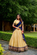 *LNB2019 : PREETHI*Lehenga Collection The golden charm of zari, the grace of Kanchipuram — a half saree that celebrates timeless tradition