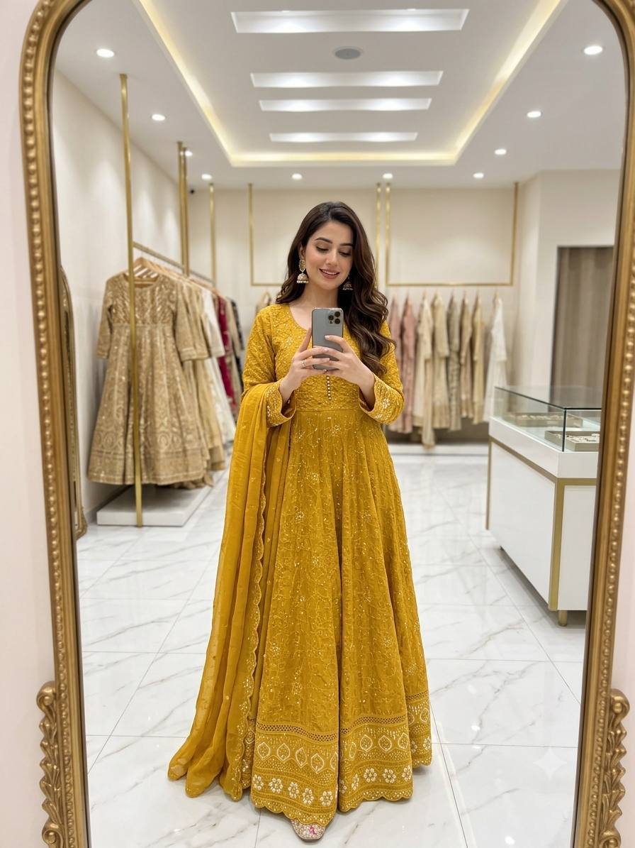 *Launching New Design Trending blooming Georgette *Gown & Pent & dupatta*WW*PS-:810*