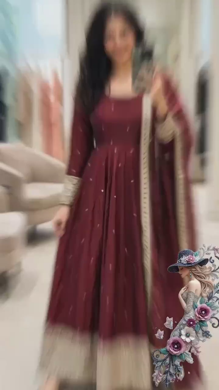 *WW-PS : 802*Trending Fendy Silk*Gwon&Pent&dupatta* *Reddy To Wear Look & Design*