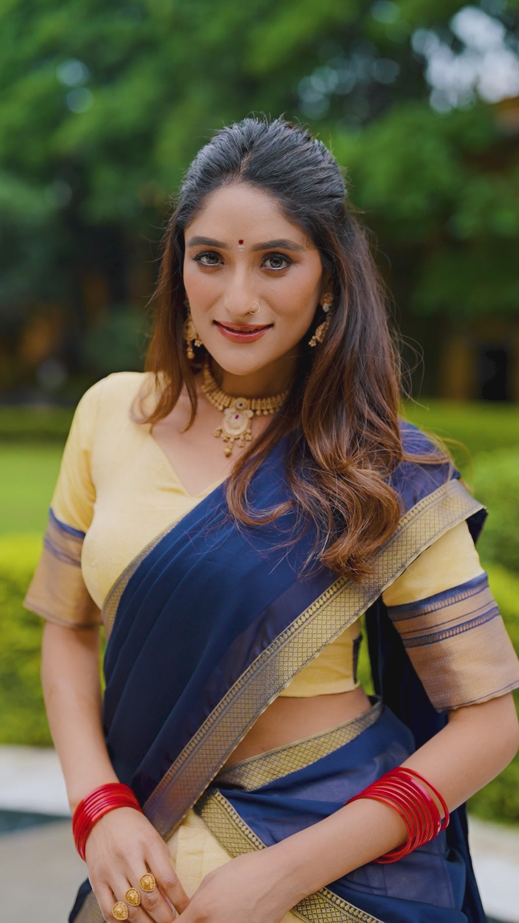 *LNB2019 : PREETHI*Lehenga Collection The golden charm of zari, the grace of Kanchipuram — a half saree that celebrates timeless tradition