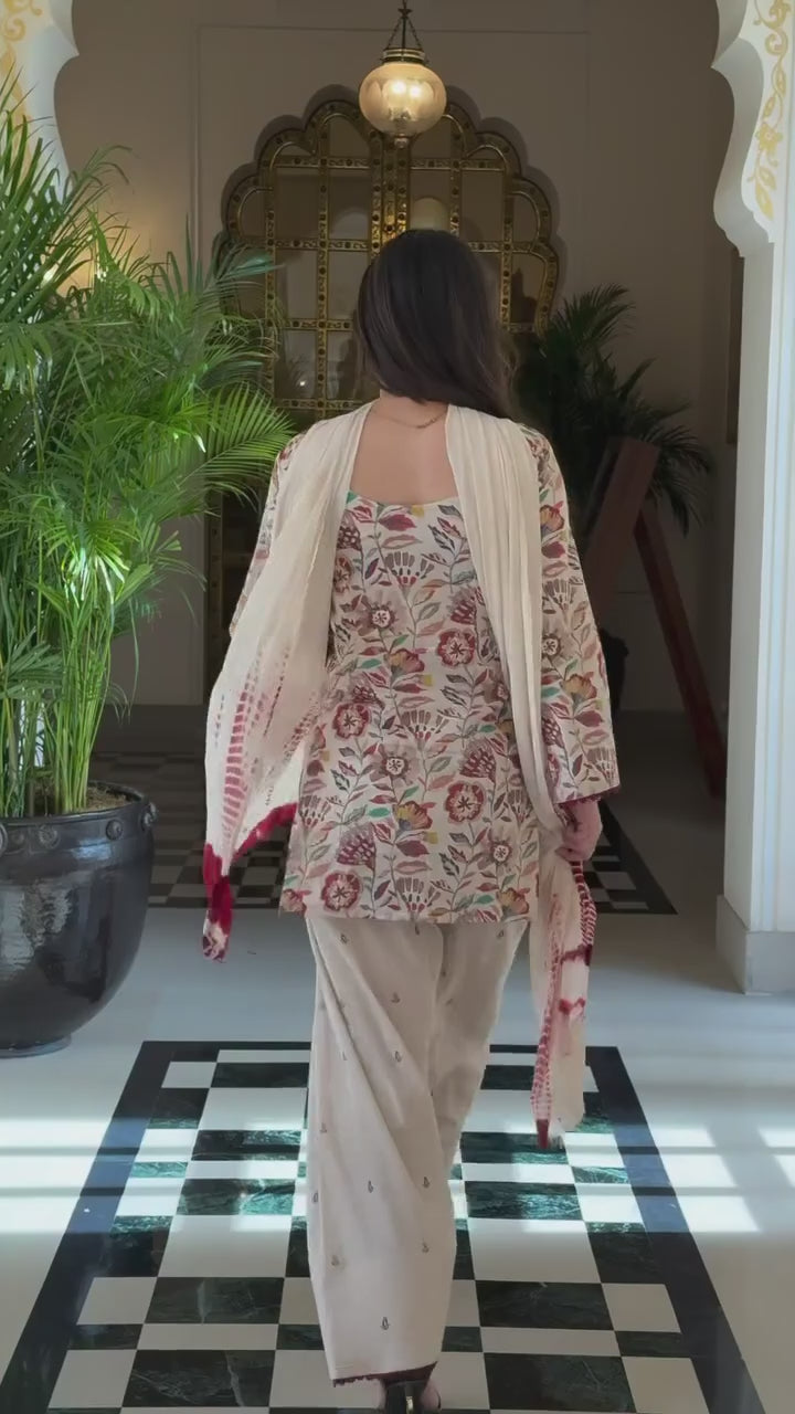 *(MF-532)* Cream floral printed suit