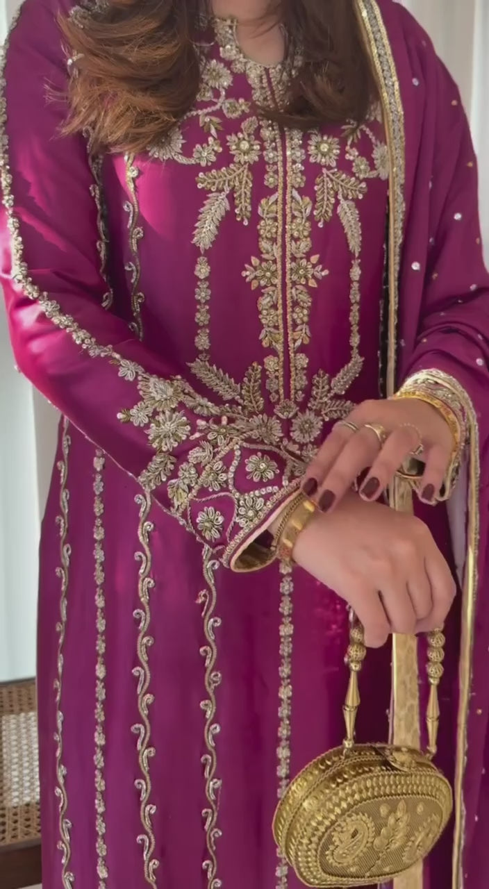 *CODE:-(MC-2037)**DESIRABLE FANCY LONG SUITS EMBROIDERY WORK TOP AND PENT WITH DUPATTA*