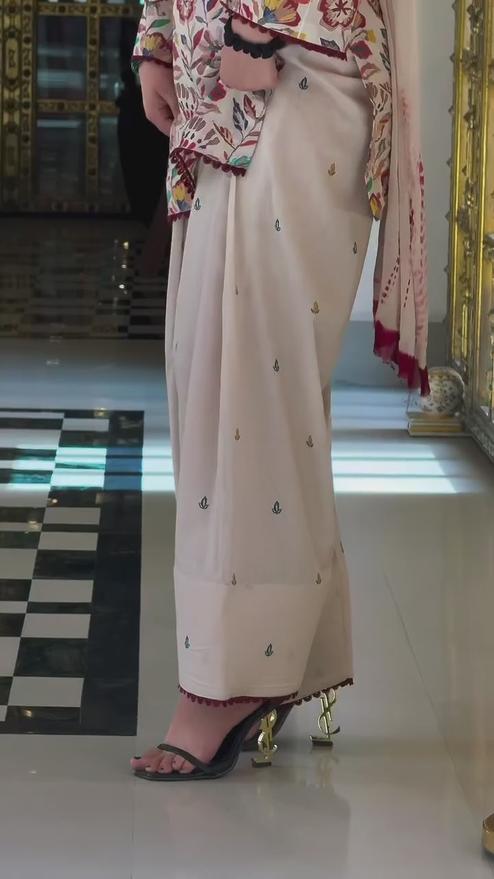 *(MF-532)* Cream floral printed suit